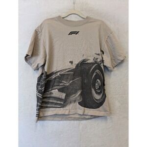 PacSun Formula 1 T-Shirt Men's S Tan Short Sleeve Race Car Graphic F1 Tee